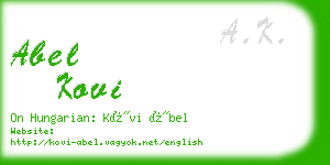 abel kovi business card